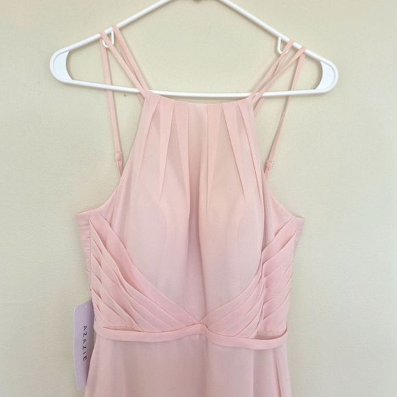 NWT Azazie “Melinda” Blushing Pink Chiffon Gown – Size A6 - Picture 2 of 8